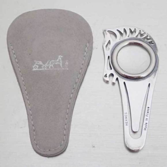Hermes Loupe Horsehead Silver Bookmark Ladies Men - Picture 2 of 3